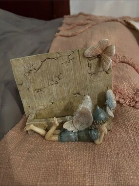 Fairy card Holder with Butterflies in Cream and Blue